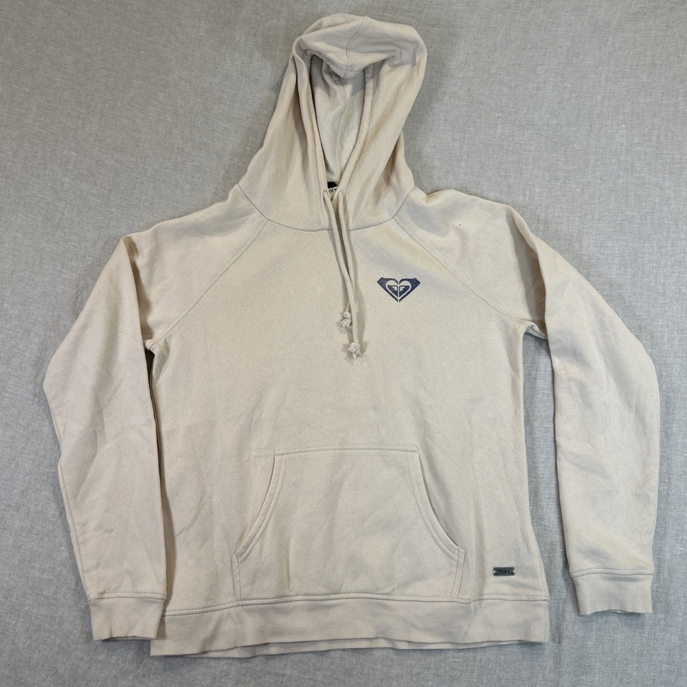 Roxy Women Hooded Sweatshirt Beige Cream Logo Medium